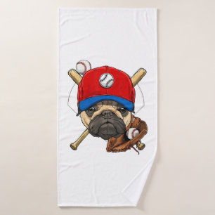 Honkbal Speler Coach Pug Hondenliefhebber Pug Mam Badhanddoek