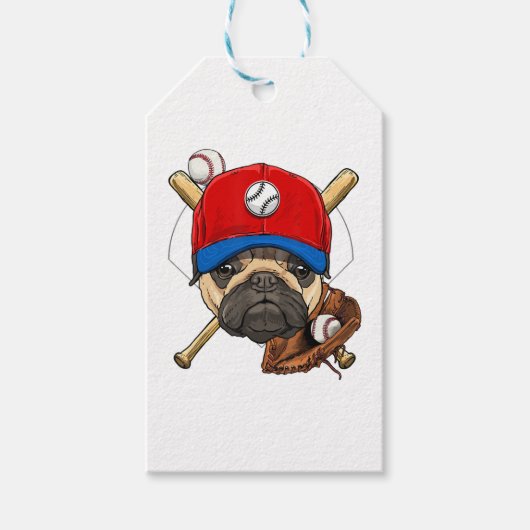 Honkbal Speler Coach Pug Hondenliefhebber Pug Mam Cadeaulabel (Voorkant)