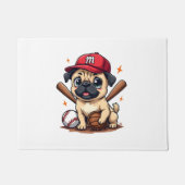 Honkbal Speler Coach Pug Hondenliefhebber Pug Mam Deurmat (Voorkant)