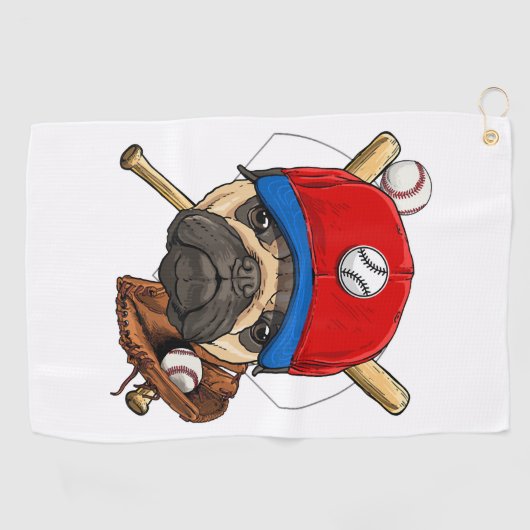 Honkbal Speler Coach Pug Hondenliefhebber Pug Mam Golfhanddoek (Horizontaal)