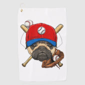 Honkbal Speler Coach Pug Hondenliefhebber Pug Mam Golfhanddoek (Voorkant)