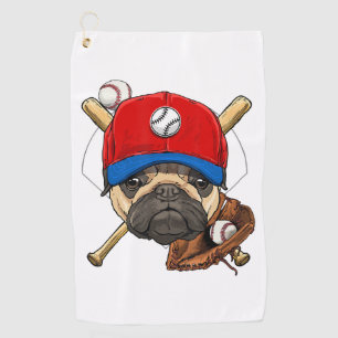Honkbal Speler Coach Pug Hondenliefhebber Pug Mam Golfhanddoek