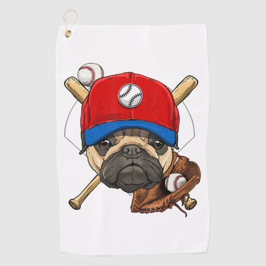 Honkbal Speler Coach Pug Hondenliefhebber Pug Mam Golfhanddoek (Voorkant)