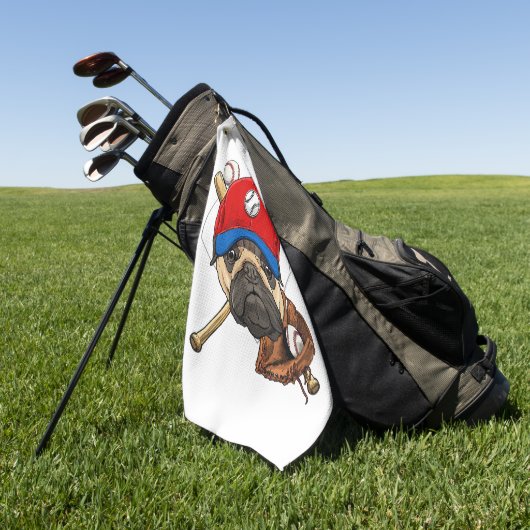 Honkbal Speler Coach Pug Hondenliefhebber Pug Mam Golfhanddoek (Groen)