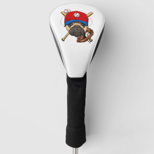 Honkbal Speler Coach Pug Hondenliefhebber Pug Mam Golfheadcover (Voorkant)