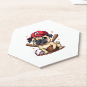 Honkbal Speler Coach Pug Hondenliefhebber Pug Mam Kartonnen Onderzetters (Schuin)