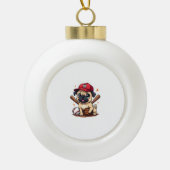 Honkbal Speler Coach Pug Hondenliefhebber Pug Mam Keramische Bal Ornament (Voorkant)