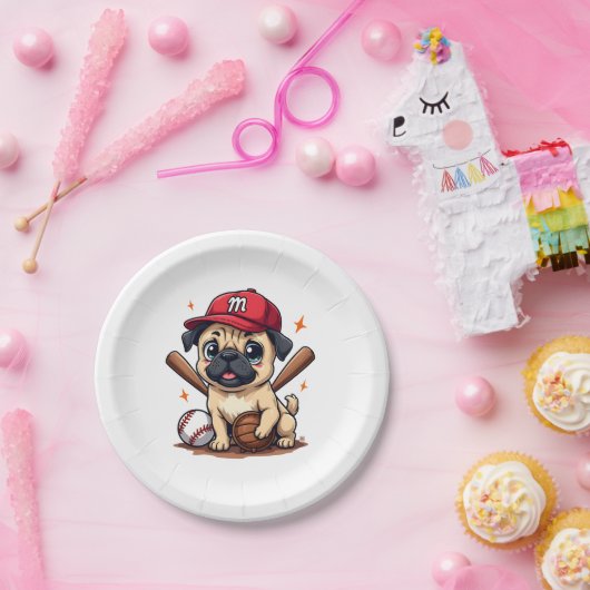 Honkbal Speler Coach Pug Hondenliefhebber Pug Mam Papieren Bordje (Feest)