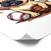 Honkbal Speler Coach Pug Hondenliefhebber Pug Mam Poster (Hoek)