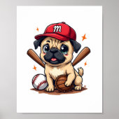 Honkbal Speler Coach Pug Hondenliefhebber Pug Mam Poster (Voorkant)