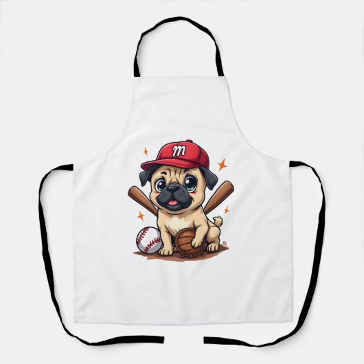 Honkbal Speler Coach Pug Hondenliefhebber Pug Mam Schort (Voorkant)