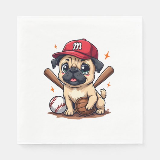 Honkbal Speler Coach Pug Hondenliefhebber Pug Mam Servet (Voorkant)