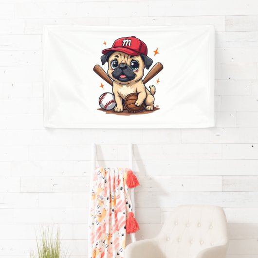 Honkbal Speler Coach Pug Hondenliefhebber Pug Mam Spandoek (Insitu)