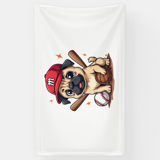 Honkbal Speler Coach Pug Hondenliefhebber Pug Mam Spandoek (Verticaal)