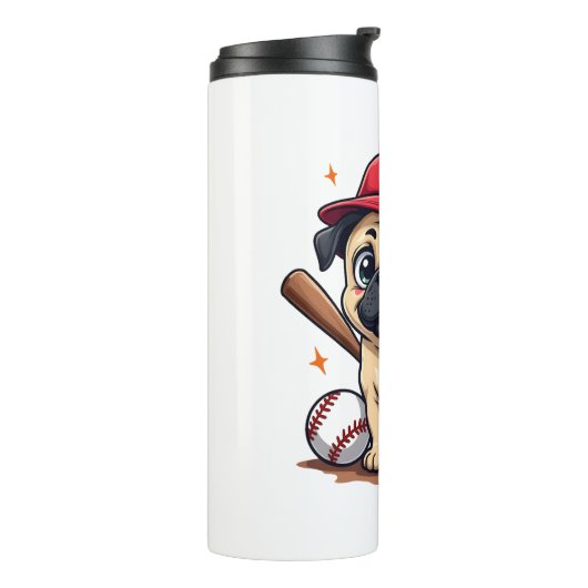 Honkbal Speler Coach Pug Hondenliefhebber Pug Mam Thermosbeker (Gedraaid links)