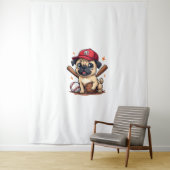 Honkbal Speler Coach Pug Hondenliefhebber Pug Mam Wandkleed (In situ)