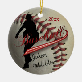  honkbal ⚾ speler - rood keramisch ornament