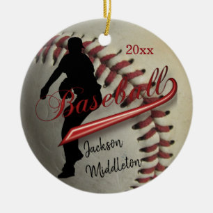honkbal ⚾ speler - rood keramisch ornament