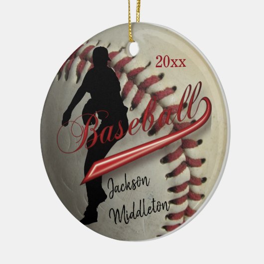  honkbal ⚾ speler - rood keramisch ornament (Links)