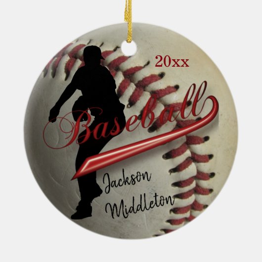  honkbal ⚾ speler - rood keramisch ornament (Achterkant)
