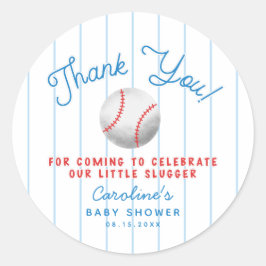 Honkbal Sport Baby shower Dank u Favor Ronde Sticker