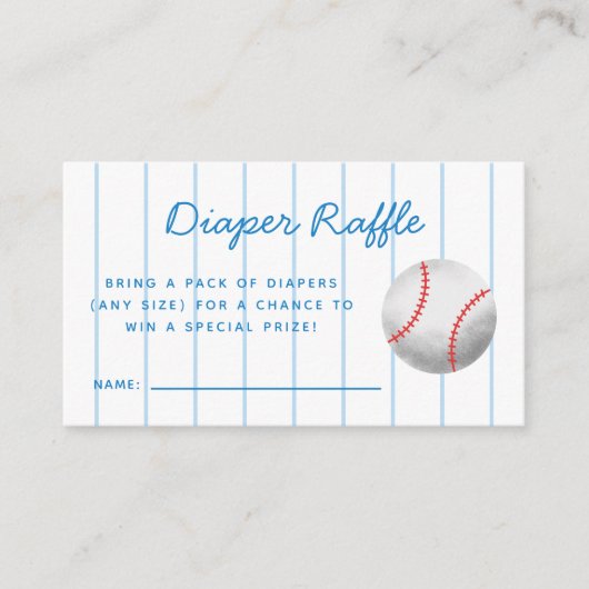 Honkbal Sport Baby shower Luier Raffle Ticket Informatiekaartje (Voorkant)