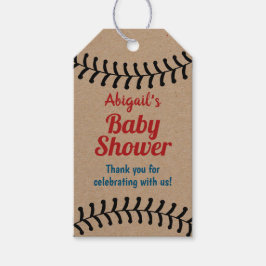  honkbal sport Baby shower rustieke kraft Cadeaulabel