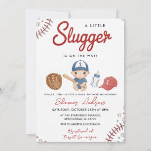 Honkbal sport baby shower slagman uitnodiging