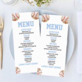Honkbal Sport Blauw Baby shower Voedsel Menu