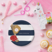 Honkbal Sport Blauw & Wit Gestreepte Custom Party Papieren Bordje (Feest)
