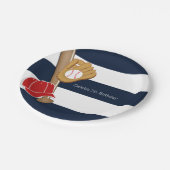 Honkbal Sport Blauw & Wit Gestreepte Custom Party Papieren Bordje (Gekanteld)