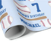 Honkbal Sport Custom Naam Verjaardag Cadeaupapier (Rol Hoek)