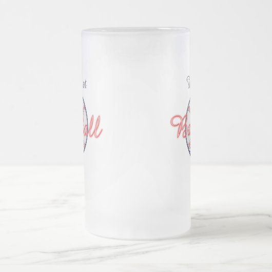 Honkbal Sport Frosted Glass Beer Mok (Center)