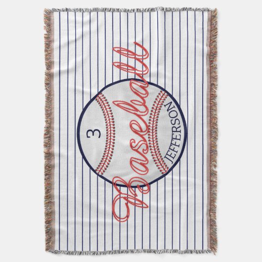 Honkbal Sport Gooi Deken met Naam Nummer (Voorkant Verticaal)