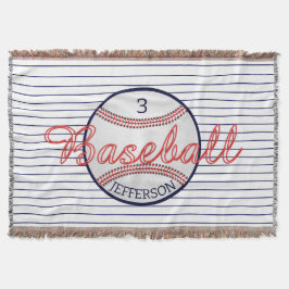 Honkbal Sport Gooi Deken met Naam Nummer