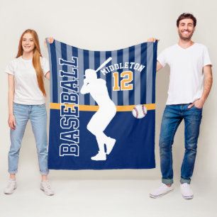 Honkbal ⚾ Sport in donkerblauw en goud Fleece Deken
