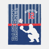 Honkbal ⚾ Sport in donkerblauw en rood - Catcher Fleece Deken (Voorkant)