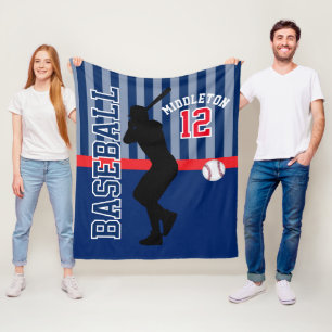 Honkbal ⚾ Sport in donkerblauw en rood Fleece Deken