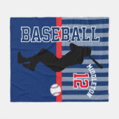 Honkbal ⚾ Sport in donkerblauw en rood Fleece Deken (Voorkant (Horizontaal))