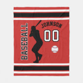 Honkbal ⚾ Sport in donkerrood, zwart en wit Fleece Deken (Voorkant)