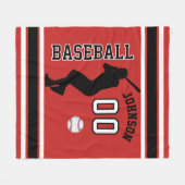 Honkbal ⚾ Sport in donkerrood, zwart en wit Fleece Deken (Voorkant (Horizontaal))