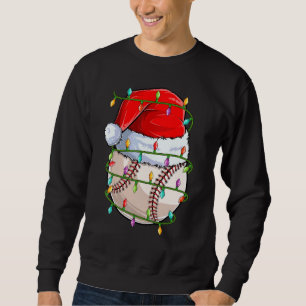 Honkbal Sport Kerstmis Lichten Santa Honkbal Chris Trui
