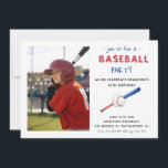 Honkbal Sport Kids Verjaardag Foto uitnodiging<br><div class="desc">Hand geschilderd waterverf honkbal en vleermuis met Kinder foto verjaardagsfeestuitnodiging.</div>