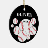 Honkbal Sport Kinder Keepsake Kerst Keramisch Ornament (Rechts)