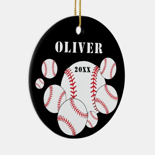 Honkbal Sport Kinder Keepsake Kerst Keramisch Ornament (Rechts)