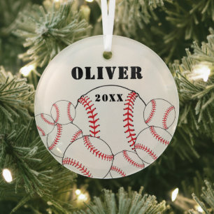 Honkbal Sport Kinderen Aandenken Kerstmis Glas Ornament
