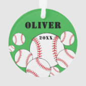 Honkbal Sport Kinderen Aandenken Kerstmis Ornament (achterkant)