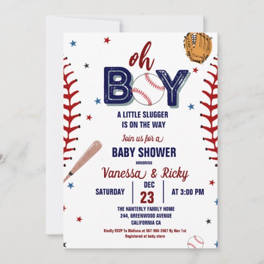 Honkbal Sport Little Slugger Boy Baby shower Kaart (Voorkant)