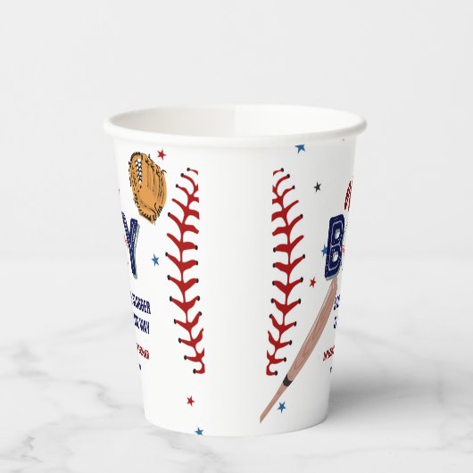 Honkbal Sport Little Slugger Boy Baby shower Papieren Bekers (Links)