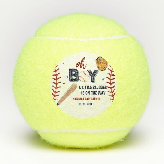 Honkbal Sport Little Slugger Boy Baby shower Tennisballen (Voorkant)